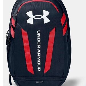 Under Armour Unisex Backpack in Midnight Navy, White and Red. MSRP $55